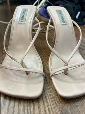 Steve Madden Blush Strappy Square-Toe Stiletto Sandals